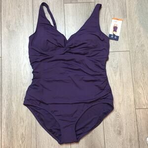 Lands' End Women's Dark Purple One Piece Swimsuit size XXL NWT